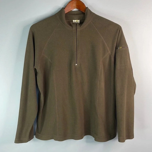 L.L.BEAN Fleece Half Zip Pullover Sweater Brown Long Sleeve Mock Gorpcore L - Picture 10 of 10